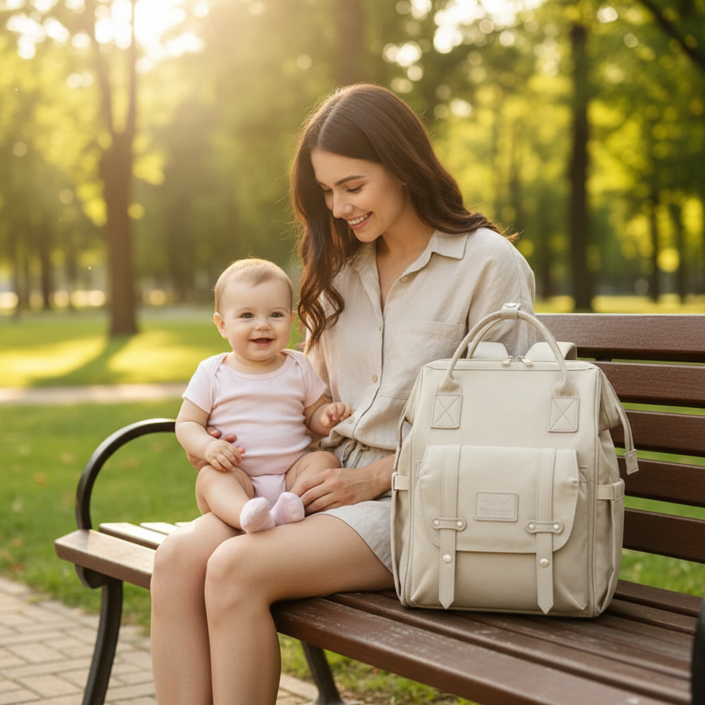 sac à langer sac à dos maman banc parc