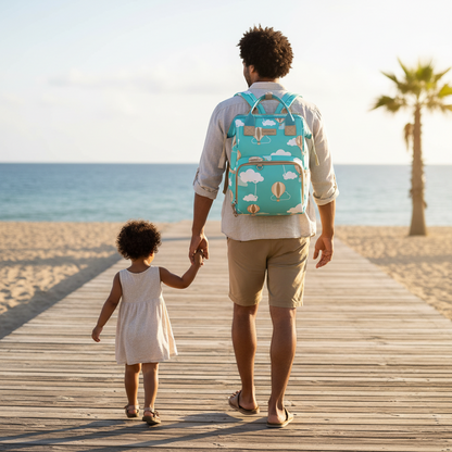 sac a langer sac a dos turquoise papa bord de mer