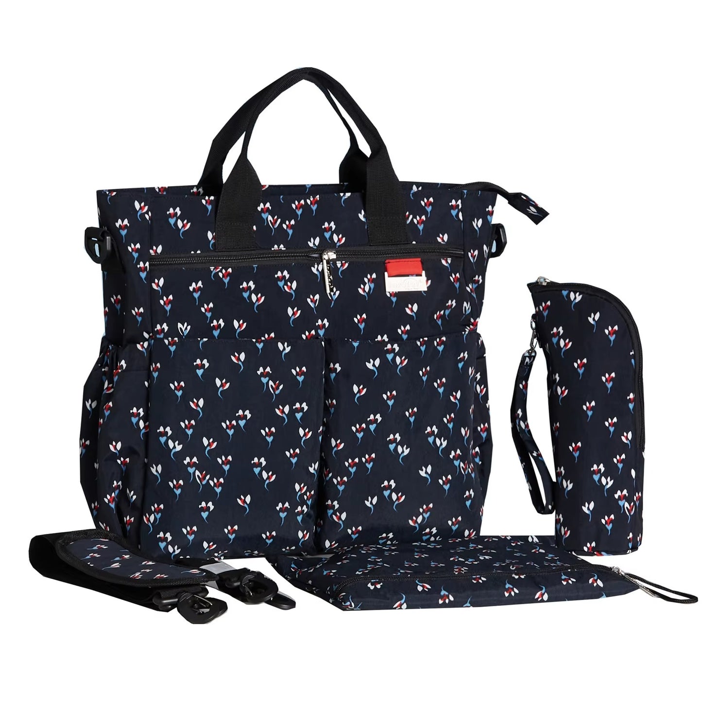 sac bebe à langer black floral