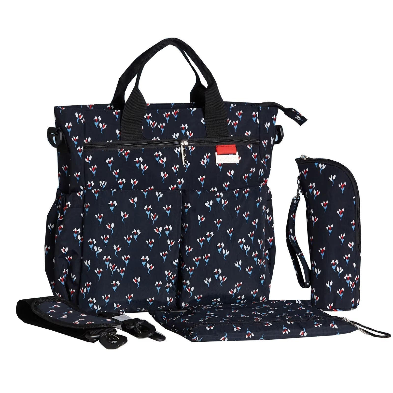 sac bebe à langer black floral