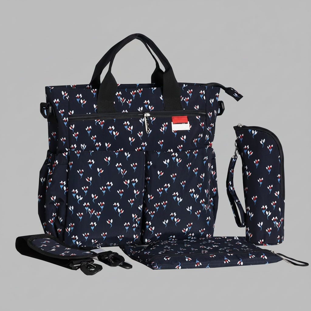 sac bebe à langer black floral