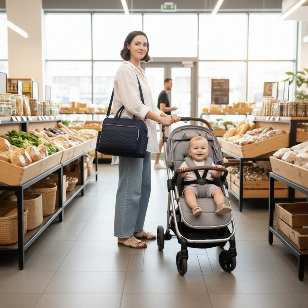 sac bebe à langer noir maman courses