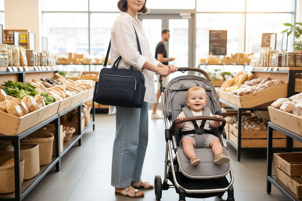 sac bebe à langer noir maman courses