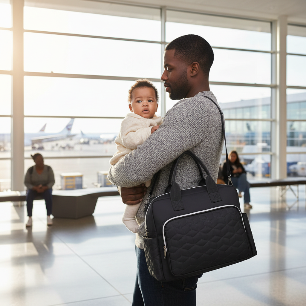 sac bebe à langer noir papa aéroport