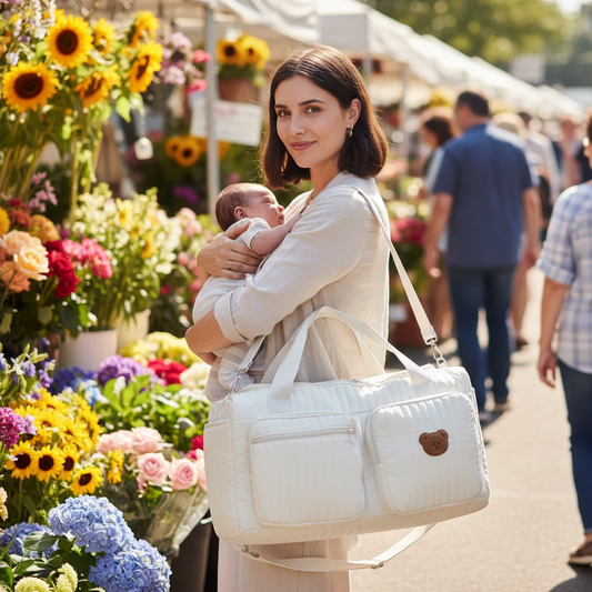 sac bebe à langer ourson unique maman fleuriste