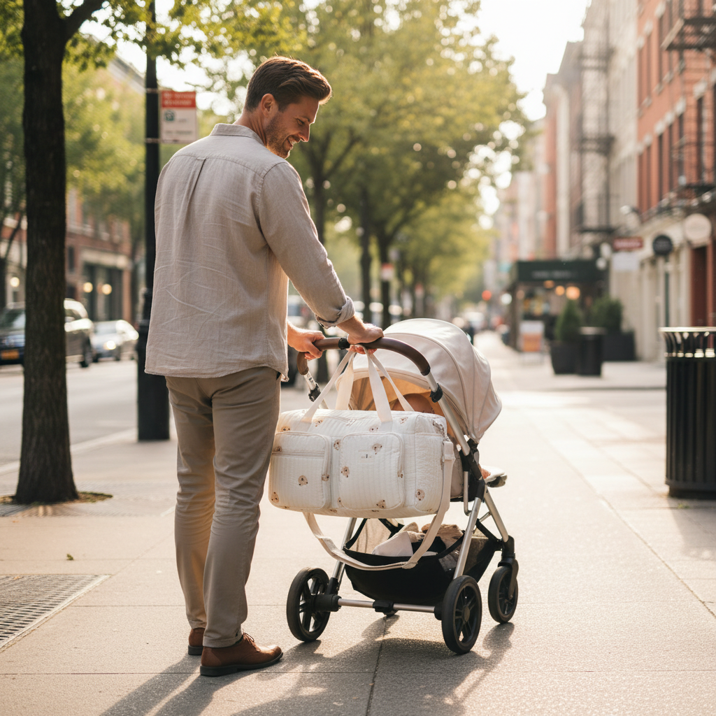 sac bebe à langer oursons mignon papa poussette