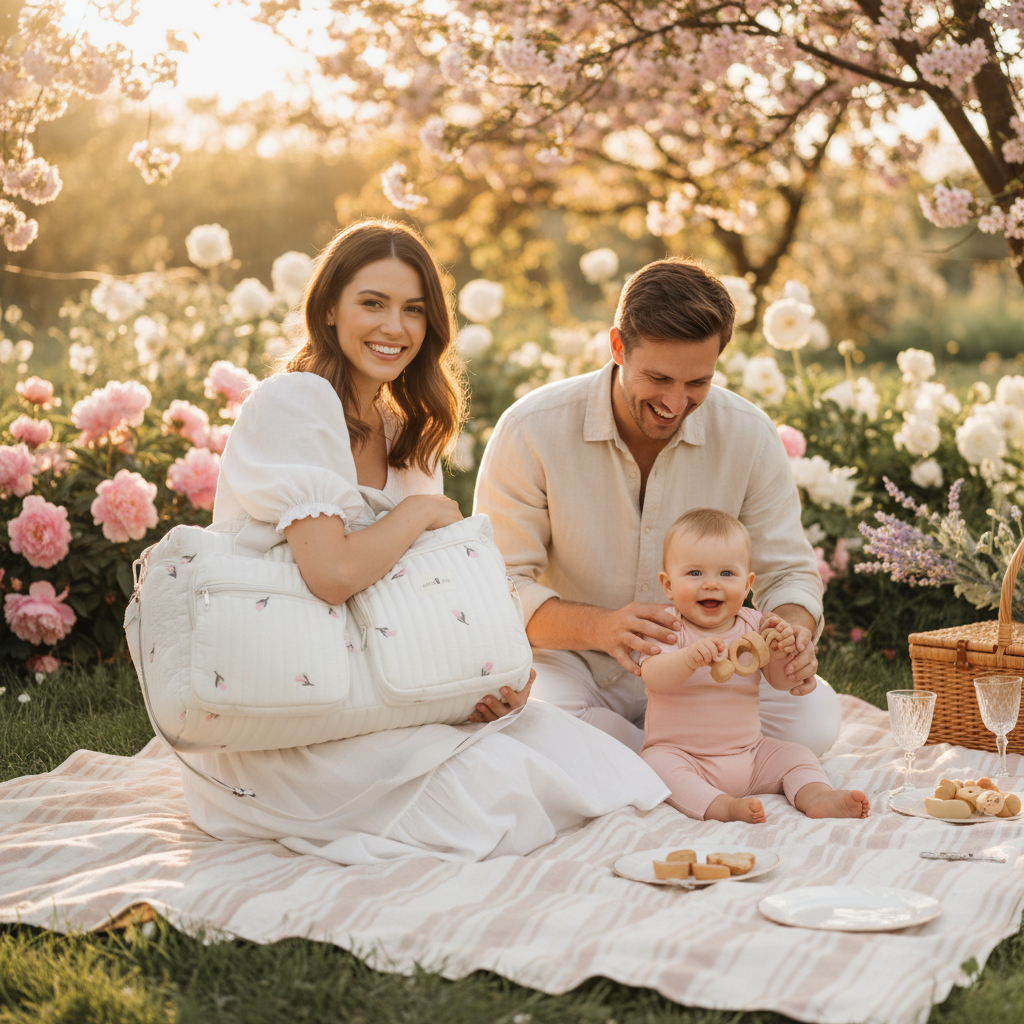 sac bebe à langer tulipes famille picnic
