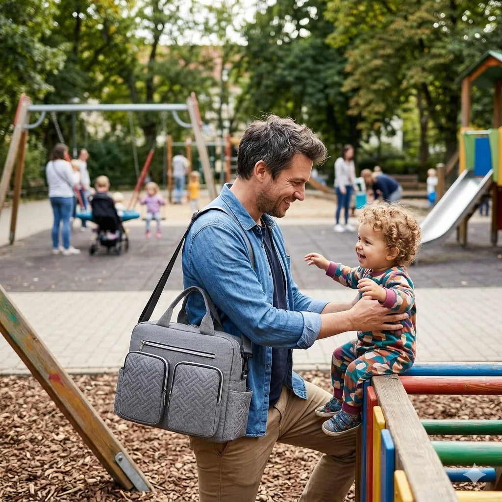 sac langer gris papa parc