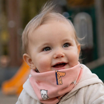Tour de cou bebe rose cheveux au vent