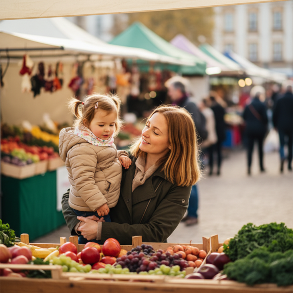 tour de cou enfant blanc nuage marché légumes
