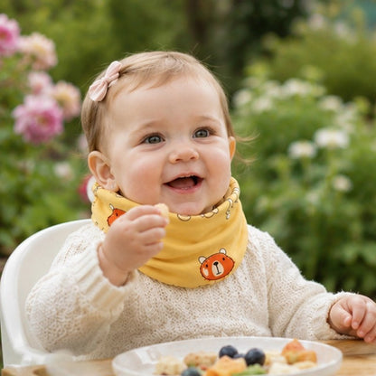 Tour de cou enfant jaune chaise haute repas