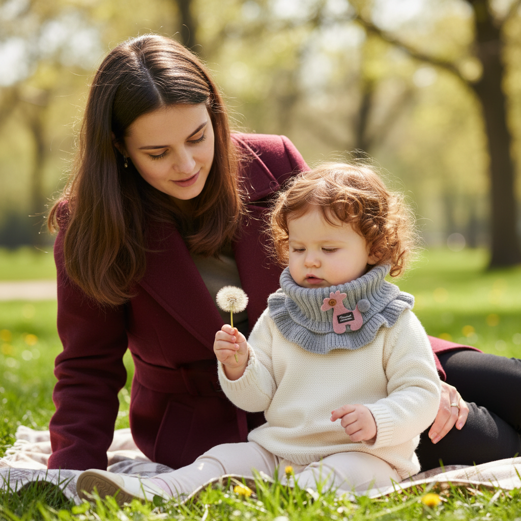 tour de cou pour bebe gris maman pissenlit couverture