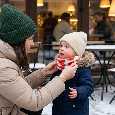 Tour de cou pour bebe maman replace terrasse extérieur
